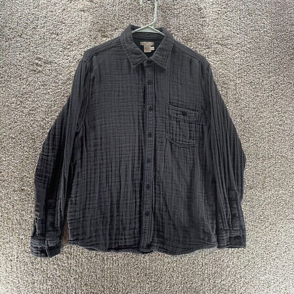 Carbon 2 Cobalt Shirt Adult Medium Grey Long Sleeve Button Up Casual Cotton Logo - Picture 1 of 10